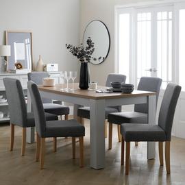 Argos Home Preston Extending Dining Table & 6 Grey Chairs
