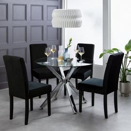 Argos Home Alice Glass and Silver Table & 4 Chairs