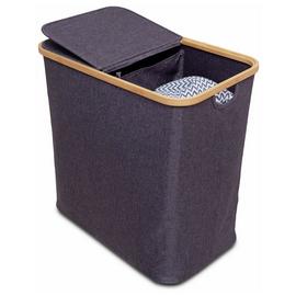 Addis 85 Litre Double Bamboo Laundry Hamper - Grey