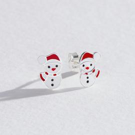 Revere Kid's Sterling Silver Enamel Snowman Stud Earrings