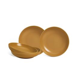 Habitat Matte Glaze 4 Piece Stoneware Pasta Bowls - Mustard