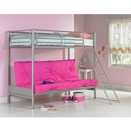 Argos Home Metal Bunk Bed, Fuchsia Futon & Kids Mattress