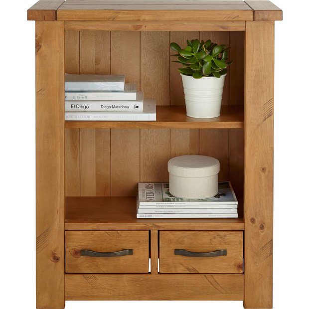 Buy Collection Harvard 1 Shelf 2 Drawer Solid Pine Bookcase Bookcases