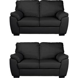 Argos Home Milano Pair of Leather 2 Seater Sofa - Black