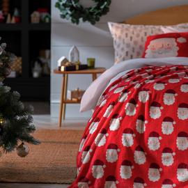 Argos Home Christmas Santa Printed Fleece Throw - 125X150cm