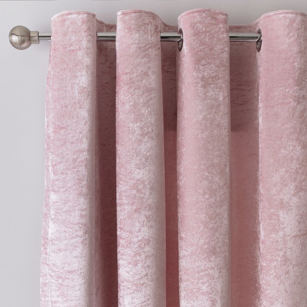 Buy Argos Home Crushed Velvet Fully Lined Eyelet Curtain - Blush