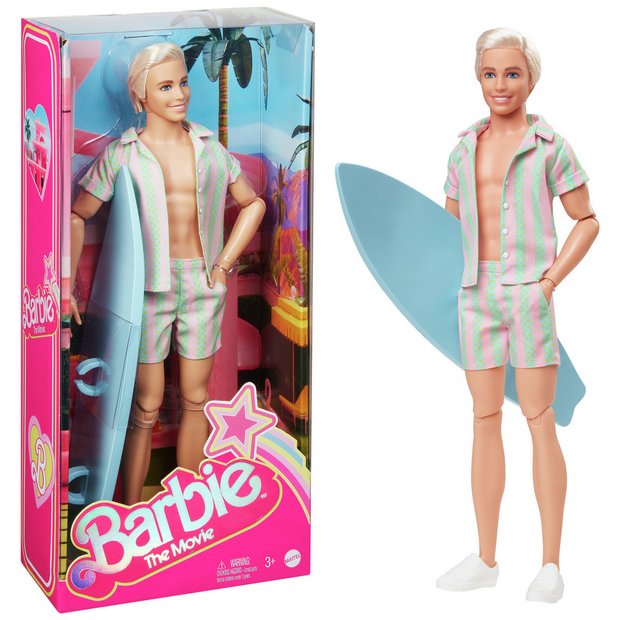 Buy Barbie The Movie: Ken Doll in Pastel Stripes Beach Outfit