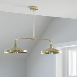 Habitat Cone Metal 2 Light Pendant Bar Light - Brass
