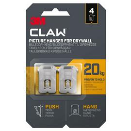 3M Claw Plasterboard Picture Hanger - 4 Pack
