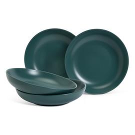 Habitat Matte Glaze 4 Piece Stoneware Pasta Bowls - Teal