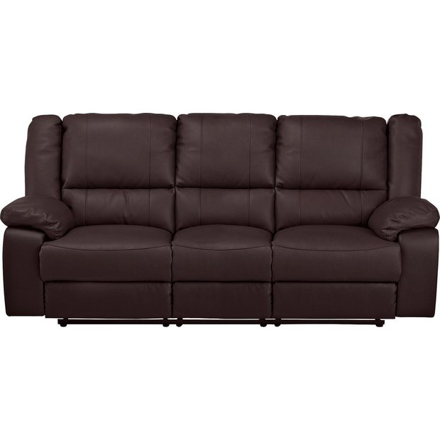 Buy HOME Bruno 3 Seater Leather Eff Manual Recliner Sofa Choc at
