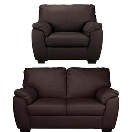 Argos Home Milano Leather Chair & 2 Seater Sofa - Chocolate