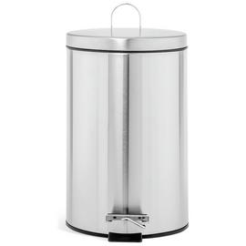 Habitat 12 Litre Brushed Stainless Steel Pedal Bin - Chrome