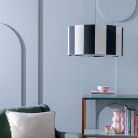 Habitat Black Stripes Faux Linen Drum Lampshade - 49cm