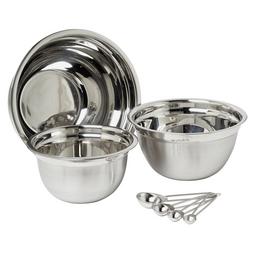 Argos Home Set of 3 Stainless Steel Mixing Bowls and Spoons