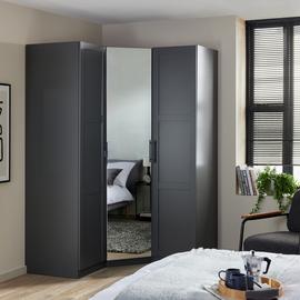 Habitat Munich Panelled Corner 3 Door Mirror Wardrobe