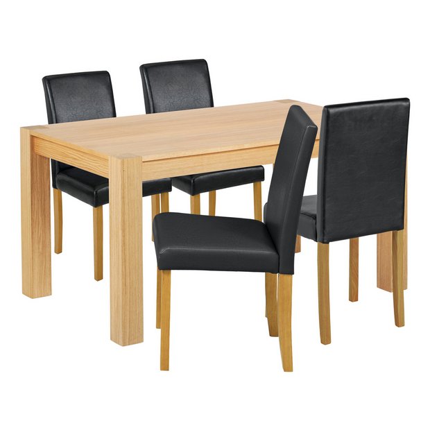 Buy Collection Indiana Solid Oak Table & 4 Chairs - Black at Argos.co