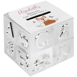 Personalised Message Fox ABC Metal Money Box