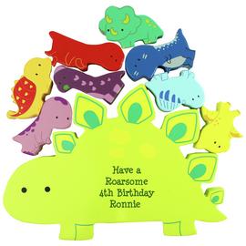 Personalised Message Free Text Wooden Dinosaur Stacker