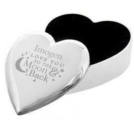 Personalised Message Moon And Back Heart Trinket