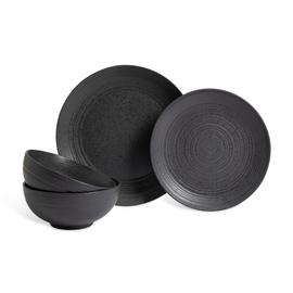 Habitat Textured Ripple 12 Piece Stoneware Dinner Set - Grey