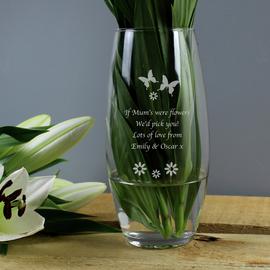 Personalised Message Butterflies And Flowers Bullet Vase