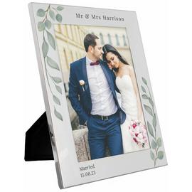 Personalised Message Botanical Photo Frame -Silver - 22x17cm