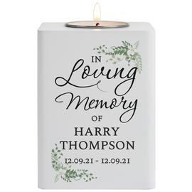Personalised Message In Loving Memory Wood Tea Light Holder