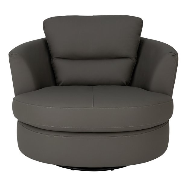 Buy Argos Home New Trieste Leather Mix Swivel Chair Grey Armchairs And Chairs Argos
