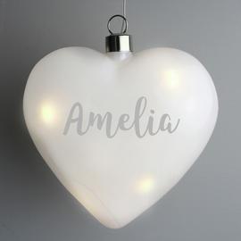 Personalised Message Name Only LED Glass Heart Decoration