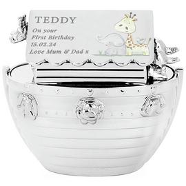 Personalised Message Noah's Ark Animal Print Metal Money Box