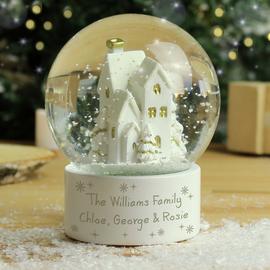 Personalised Message Village Glitter Christmas Snow Globe