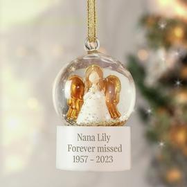 Personalised Message Angel Glitter Christmas Snow Globe