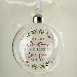 Personalised Message Glass Christmas Bauble - Clear