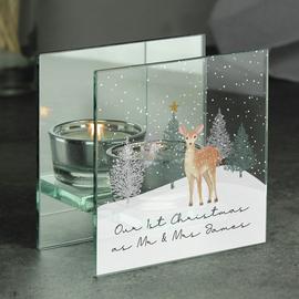 Personalised Message Deer Candle Holder Christmas Decoration