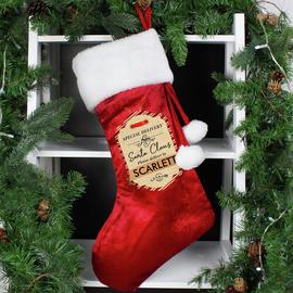 Personalised Message Special Delivery Red Christmas Stocking