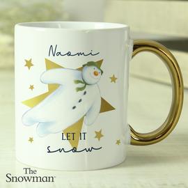 Personalised Message Let It Snow Gold Handed Mug