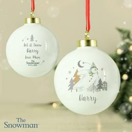 Personalised Message The Snowman Christmas Bauble - White