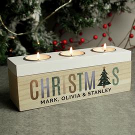 Personalised Message Tea Light Box Christmas Decoration