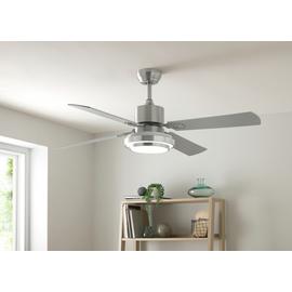 Argos Home Satin Nickel Remote Control Ceiling Fan - Silver