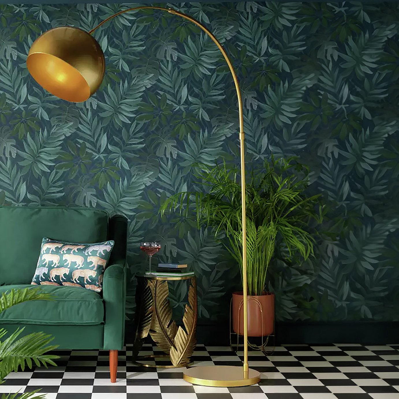 large gold floor lamp