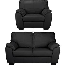 Argos Home Milano Leather Chair and 2 Seater Sofa - Black