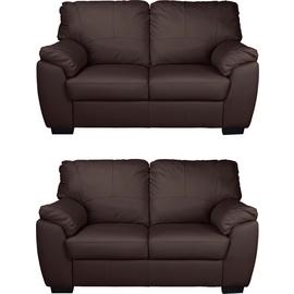 Argos Home Milano Pair of Leather 2 Seater Sofa - Chocolate