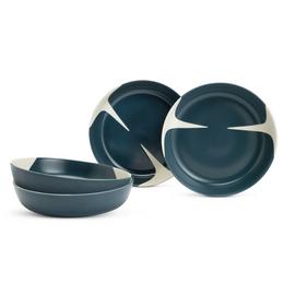 Habitat x Scion Lohko 4 Piece Stoneware Pasta Bowls - Blue