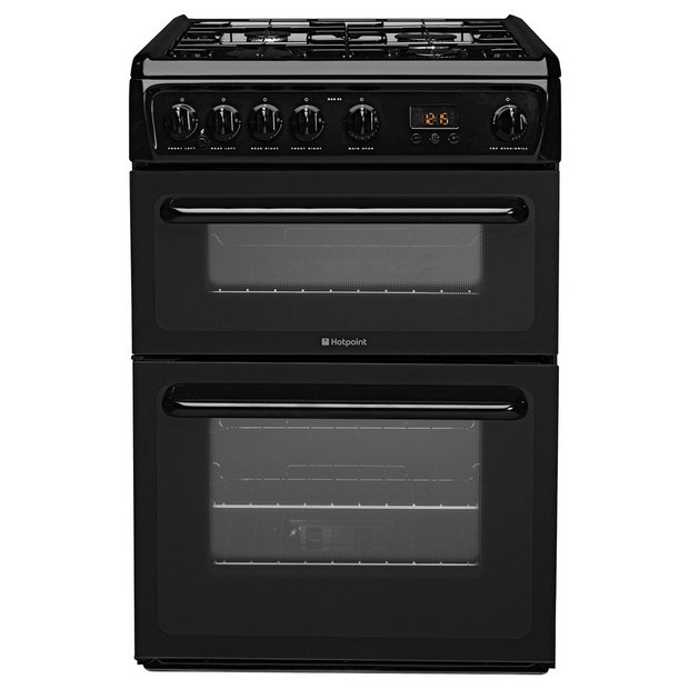 Buy Hotpoint HAG60K Freestanding Double Gas Cooker Black at Argos.co
