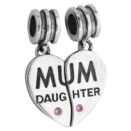 Link Up Sterling Silver Mum and Heart Drop Charms - 2.