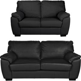 Argos Home Milano Leather 2 Seater and 3 Seater Sofa - Black