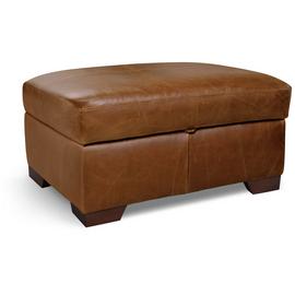 Habitat Eton Leather Storage Ottoman Footstool - Tan