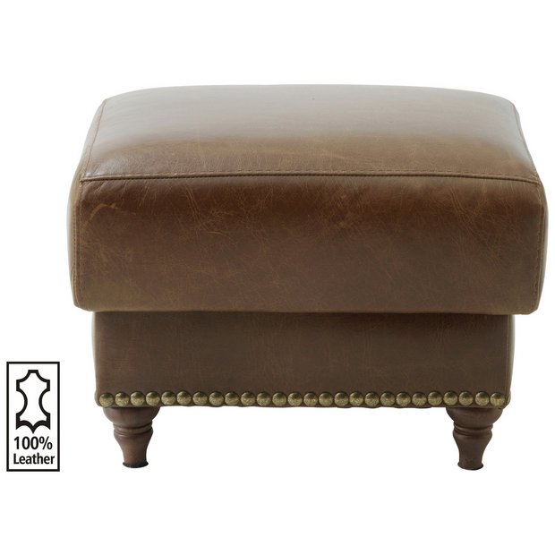 Buy Heart of House Argyll Studded Leather Footstool Tan at Argos.co