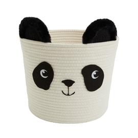 Argos Home Panda Kids Rope Storage Basket - Cream & Black